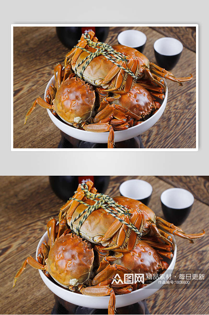 清蒸海鲜螃蟹大闸蟹食品图片素材