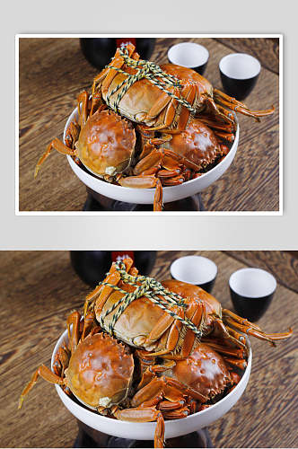 清蒸海鲜螃蟹大闸蟹食品图片