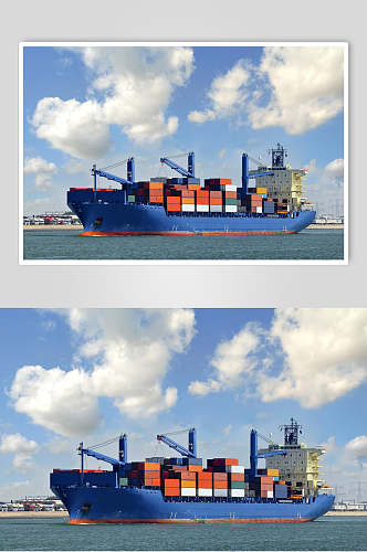 装满集装箱轮船货船航运特写高清图片