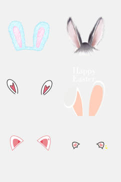 可爱卡通兔子耳朵免抠设计元素素材
