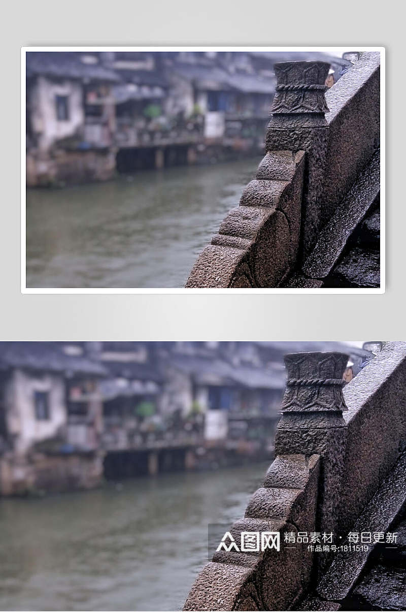 江南乌镇水乡雨天景色高清图片素材