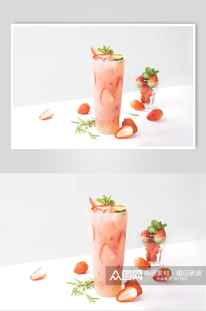 新鲜草莓奶茶水果茶食品图片素材