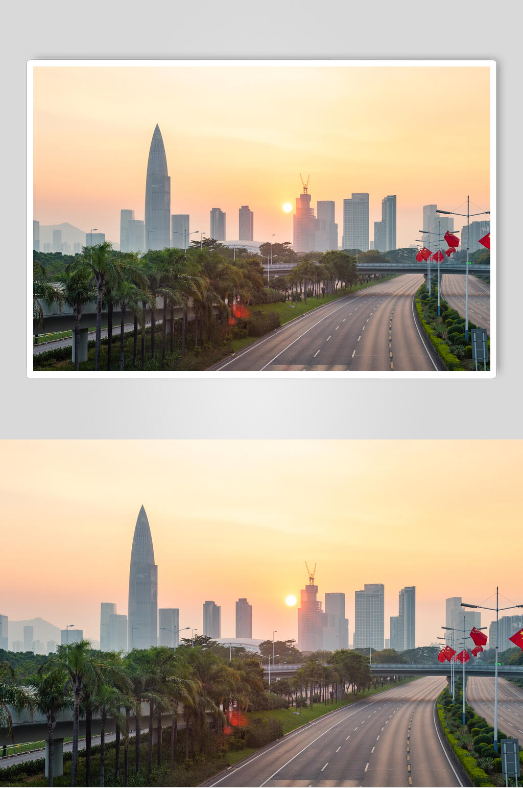 夕阳下的深圳华润春笋总部大厦图片素材