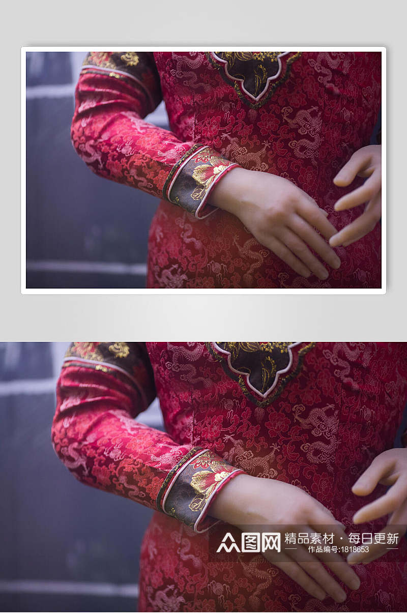 中国元素旗袍袖子高清图片素材