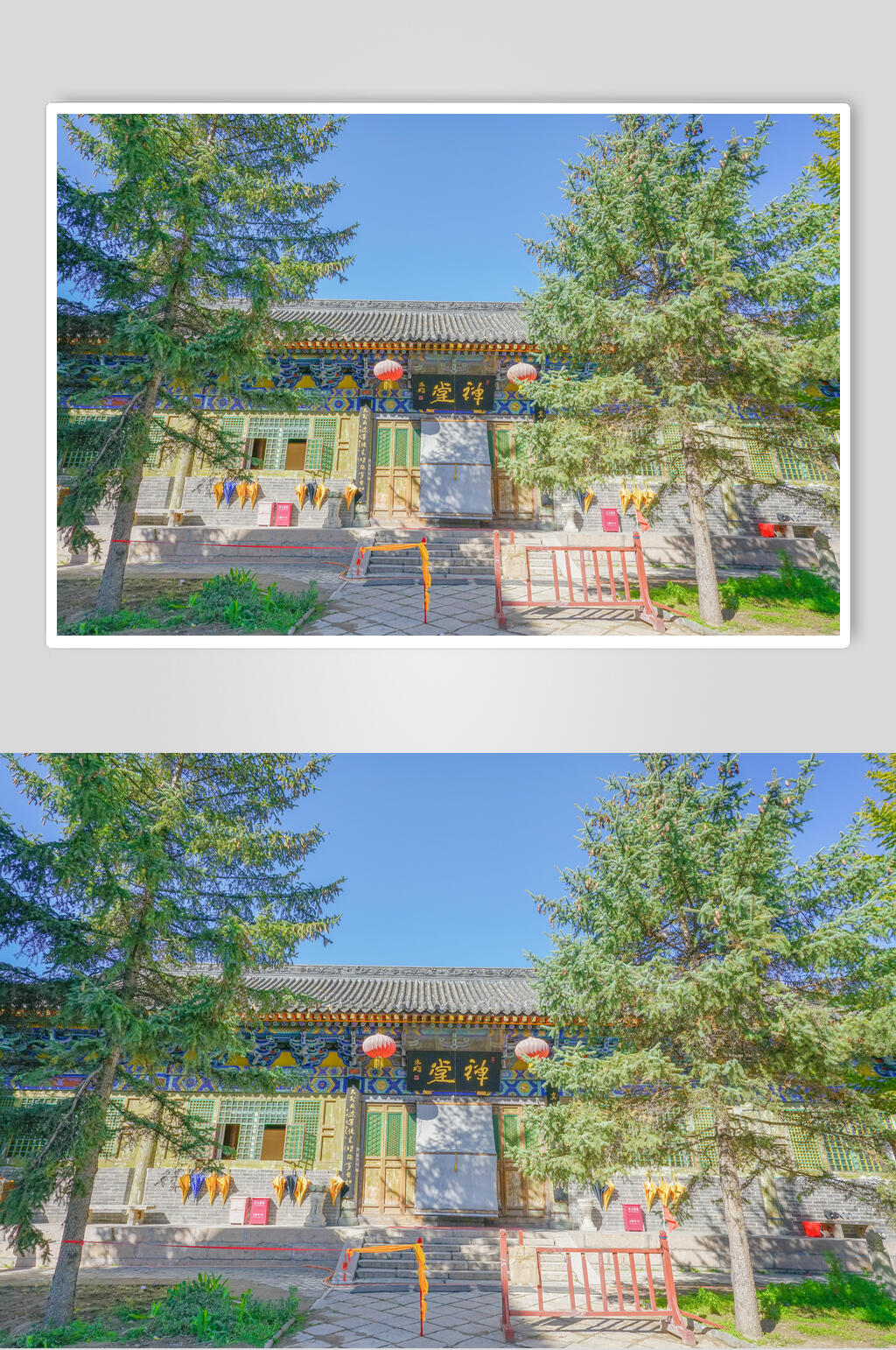 五台山寺庙建筑群一角高清图片素材