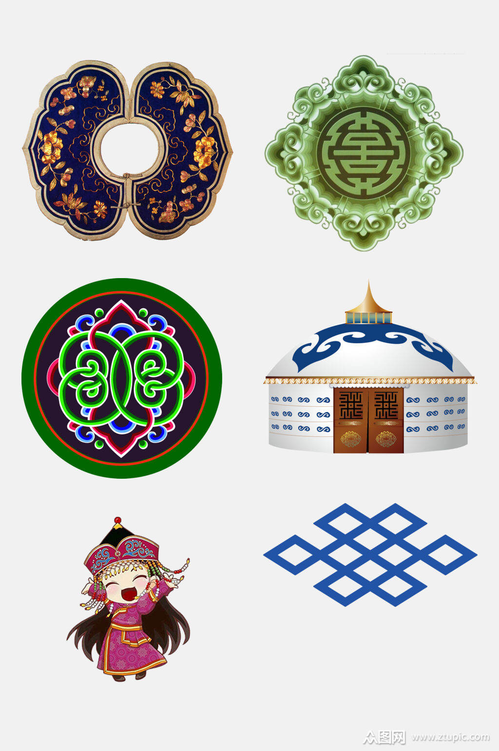 民族风古典西藏蒙古花纹免抠元素素材素材