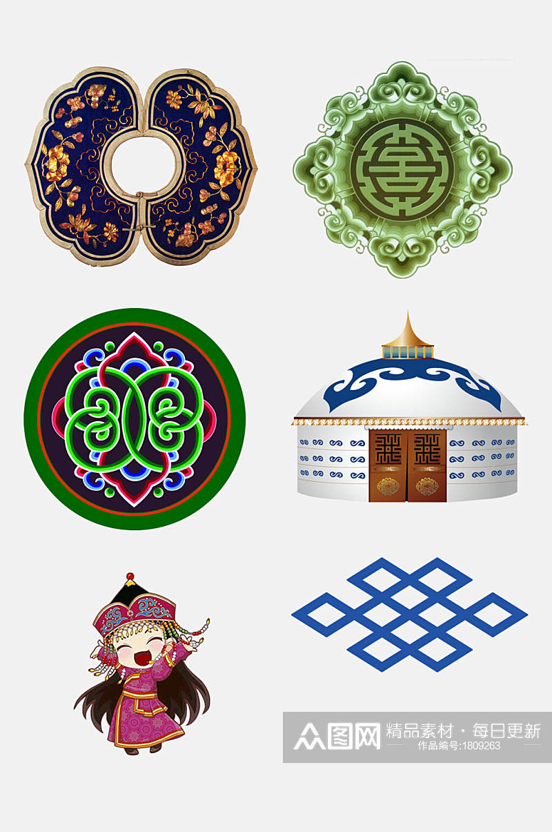 民族风古典西藏蒙古花纹免抠元素素材素材