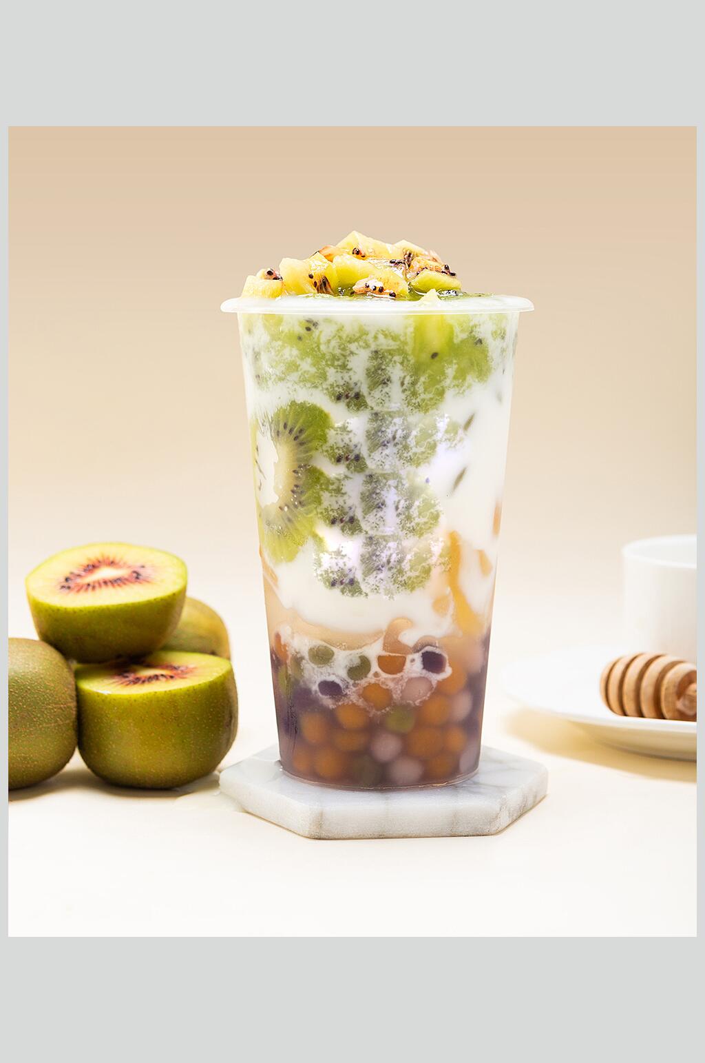 猕猴桃奶茶水果茶摄影图片素材