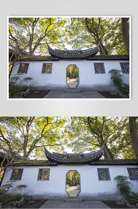清新中国元素古建筑围墙高清图片