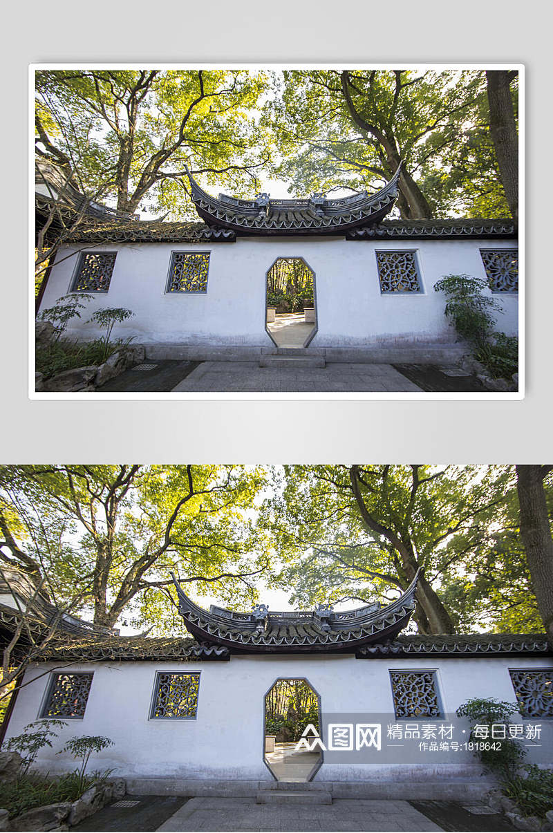 清新中国元素古建筑围墙高清图片素材
