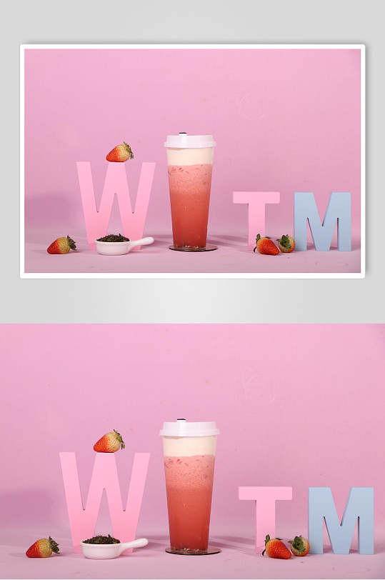 芝士莓莓奶茶饮品高清图片