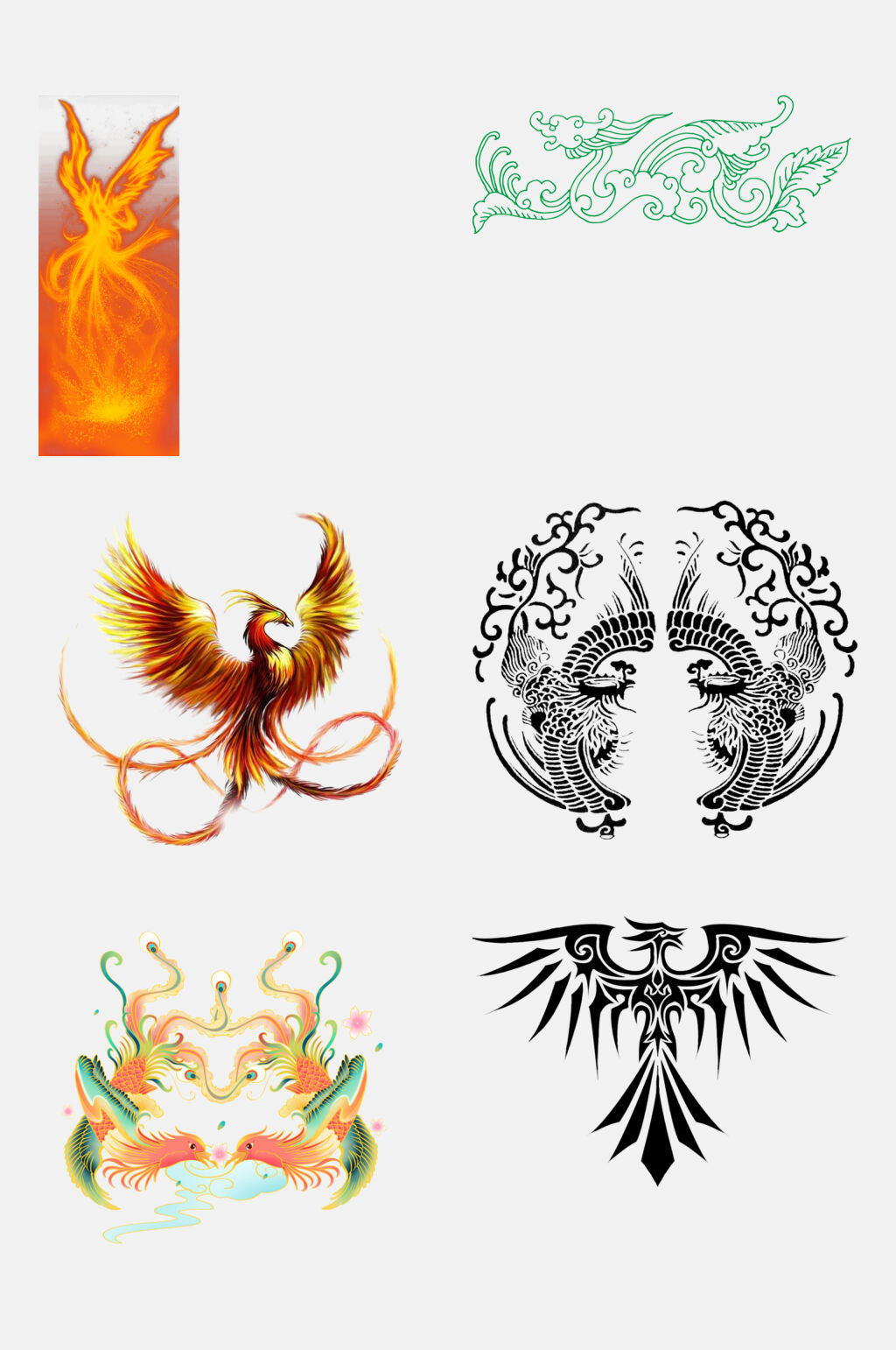 五彩凤凰免抠元素素材