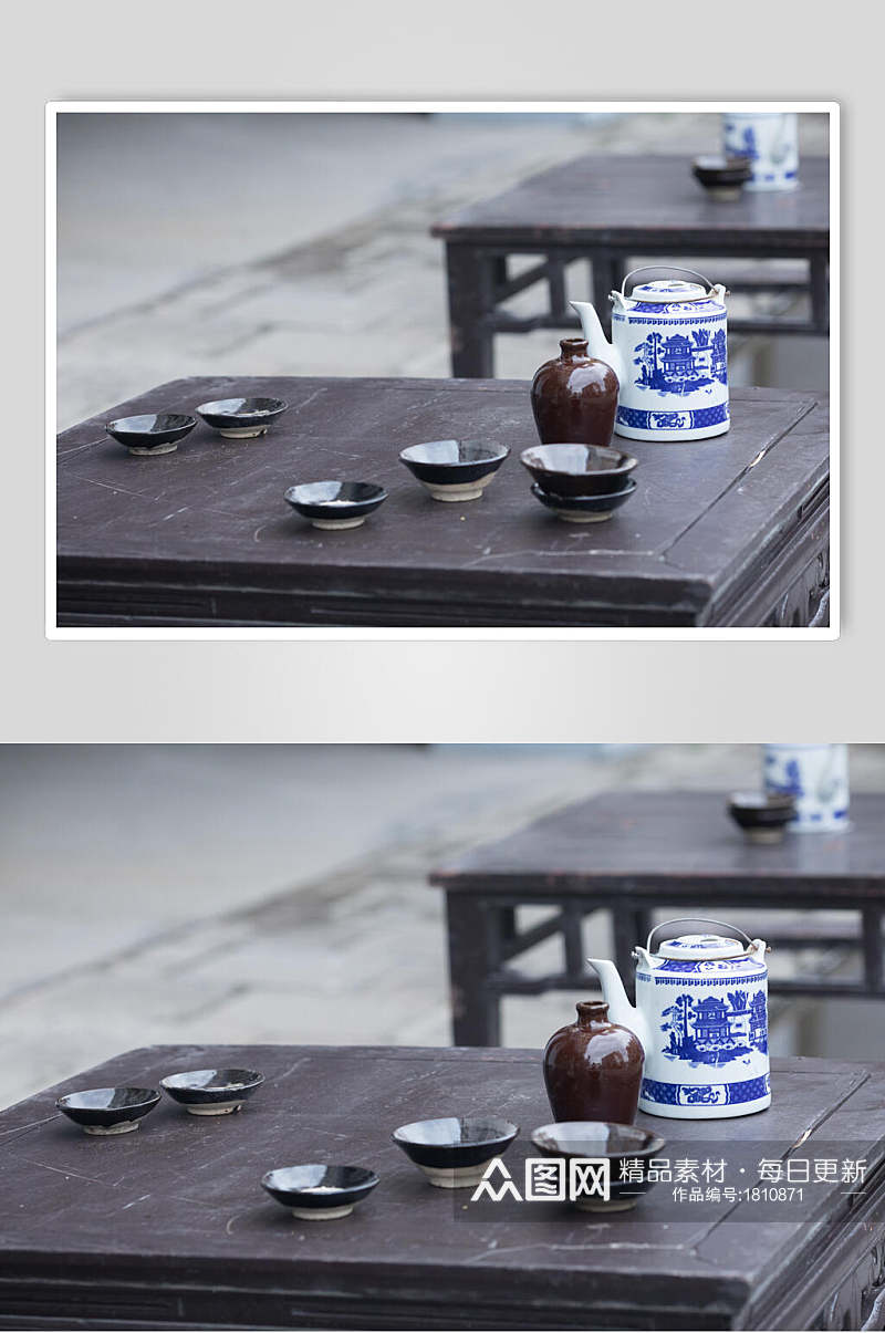 老上海的路边大碗茶高清图片素材