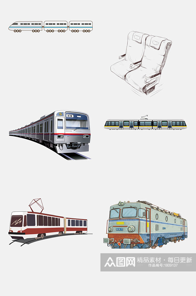 卡通动车高铁列车免抠设计元素素材素材