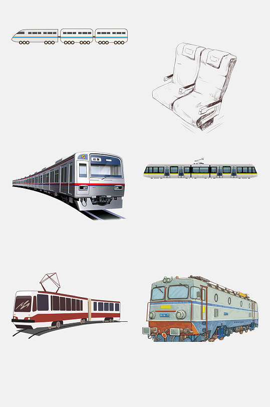 卡通动车高铁列车免抠设计元素素材