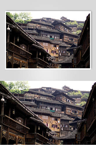 苗寨风景建筑特写图片