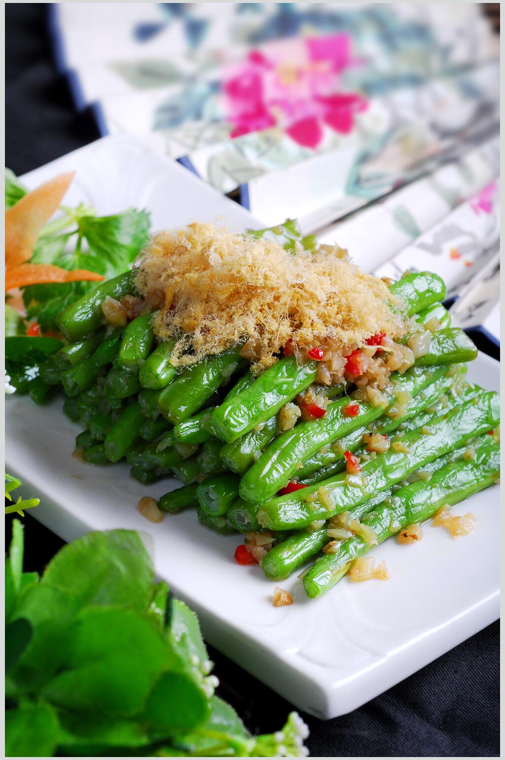 热菜肉松蒸云豆高清图片素材