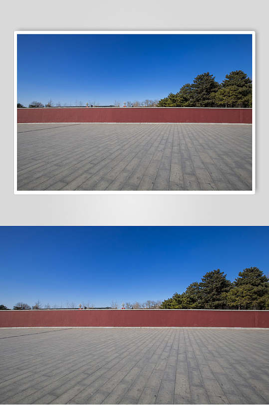 红墙的广场高清图片