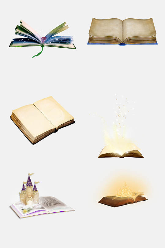 梦幻魔法书童话书免抠设计元素素材