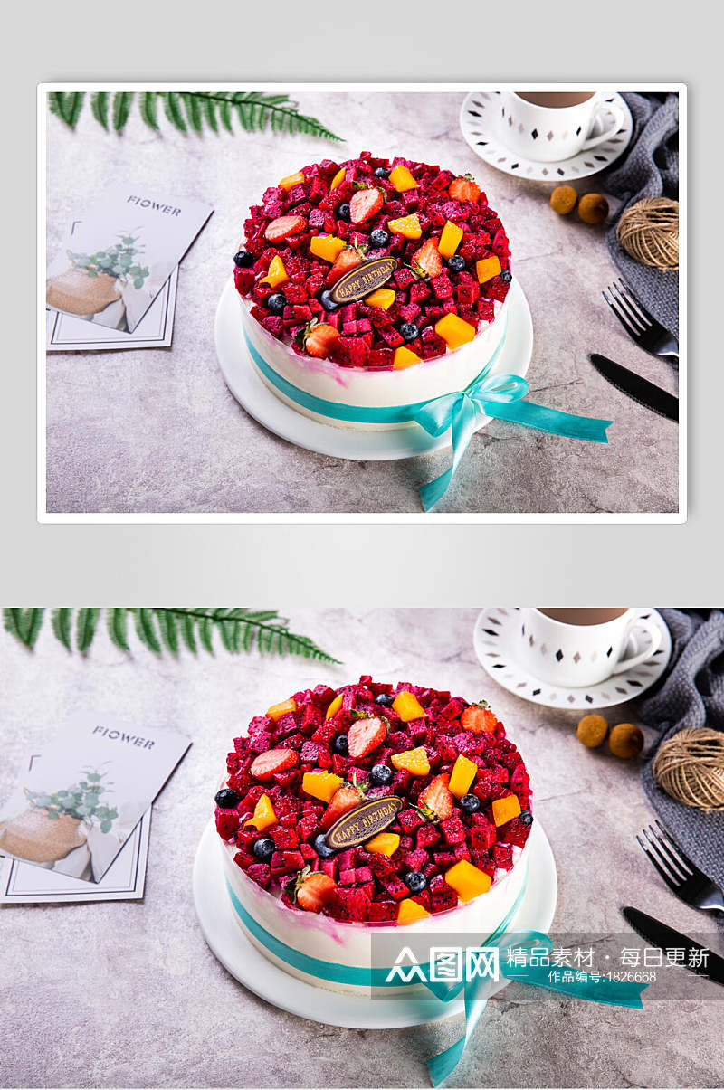 健康美味水果蛋糕图片素材