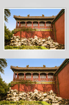 颐和园一角古城墙高清图片
