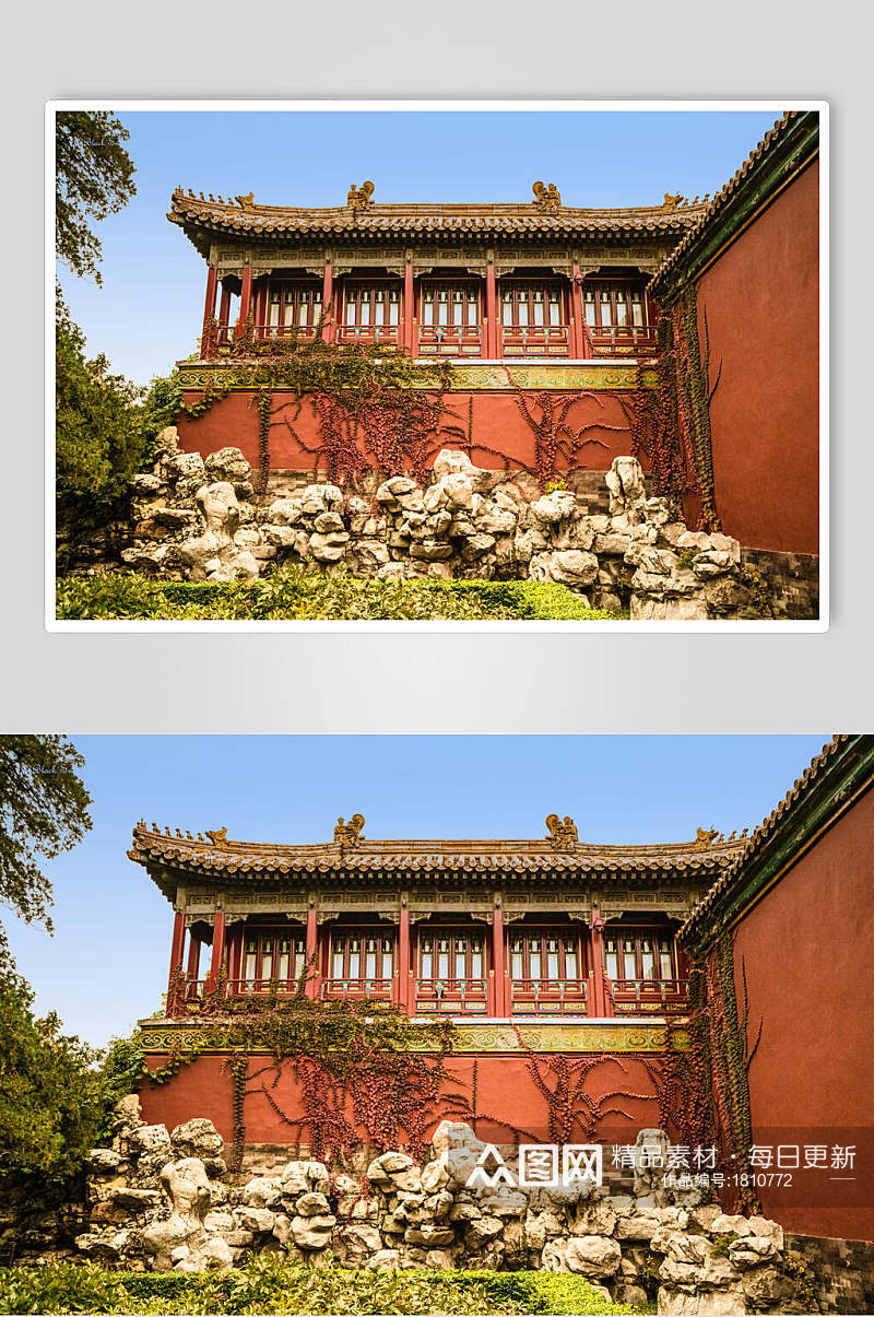 颐和园一角古城墙高清图片素材