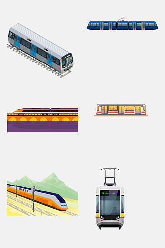 铁路元素 地铁动车高铁列车免抠设计元素素材
