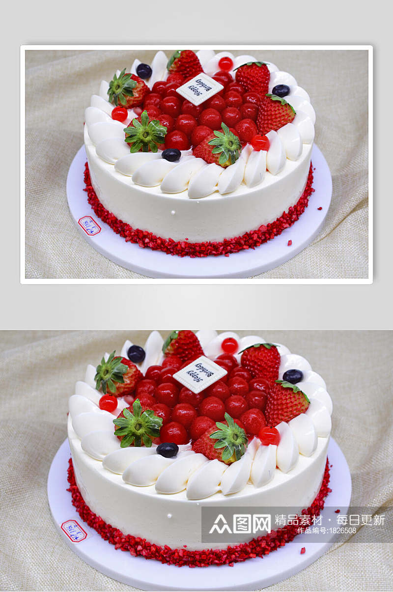草莓奶油蛋糕美食图片素材
