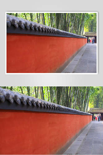 中国风红色围墙城墙摄影图片