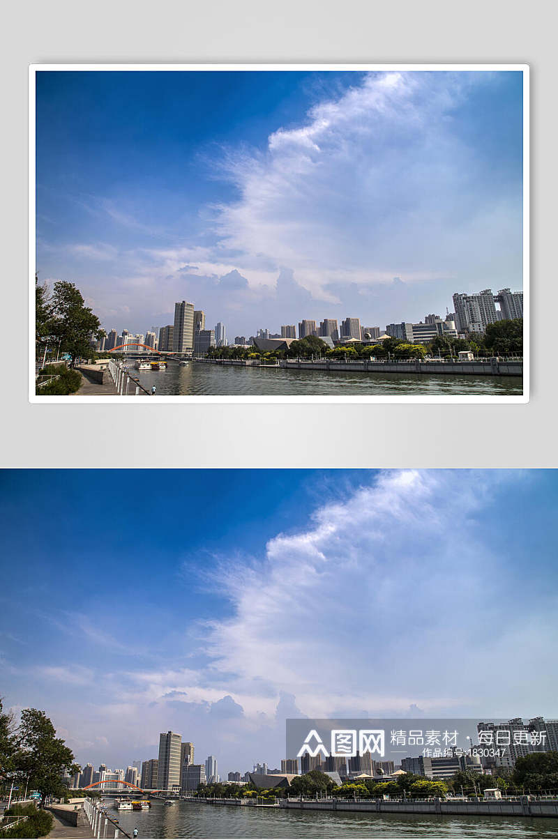 静谧天津城市风光摄影元素背景图片素材