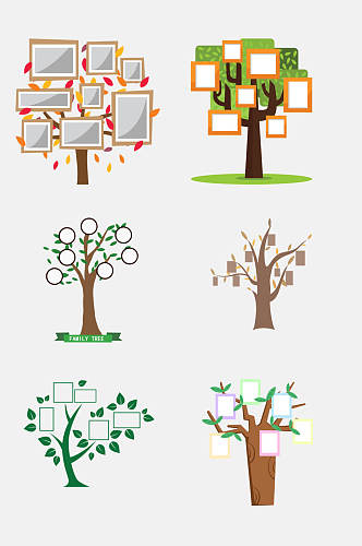 家庭成员关系树边框照片墙免抠元素素材