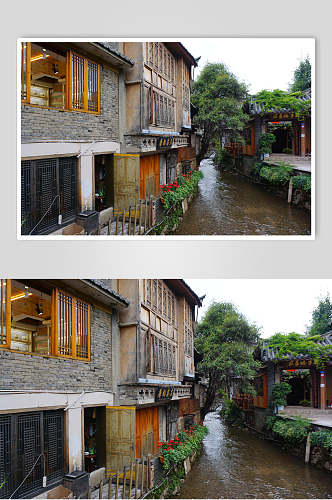丽江古城的小桥流水人家高清图片