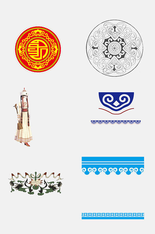 古典西藏蒙古花纹免抠元素素材