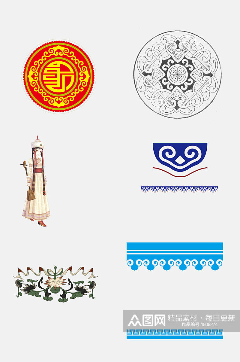 古典西藏蒙古花纹免抠元素素材素材