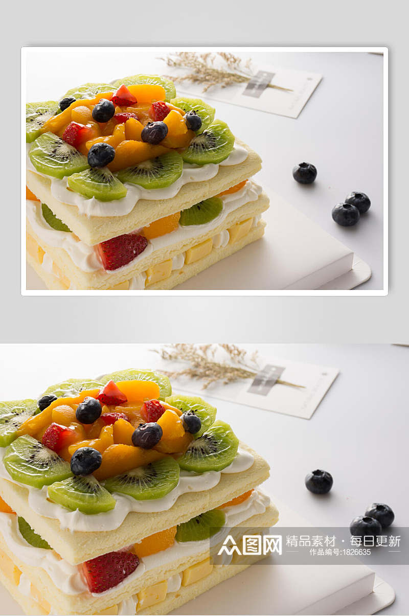 方形水果蛋糕图片素材