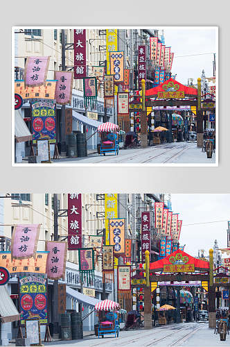 老上海街头电影场景高清图片