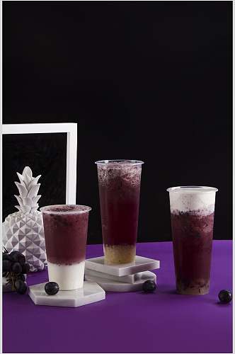 蓝莓奶茶水果茶摄影图片