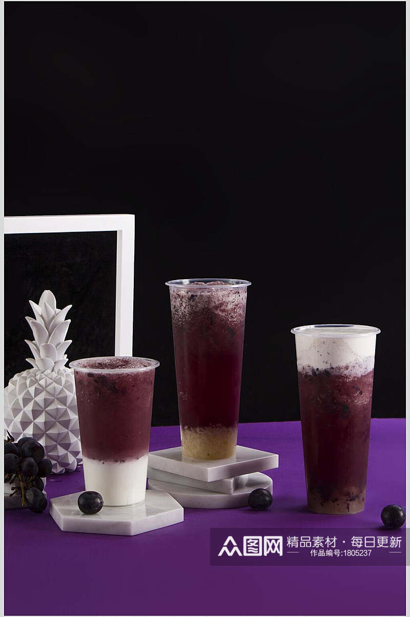 蓝莓奶茶水果茶摄影图片素材
