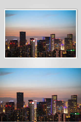 成都市市中心夜景建筑群摄影图片