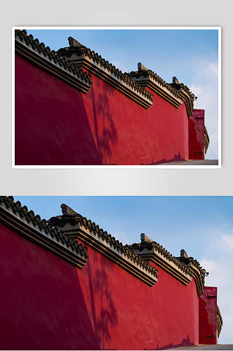 红墙青瓦的江西庐山寺庙高清图片