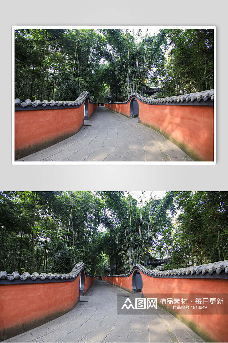 中国风红色围墙通道高清图片素材