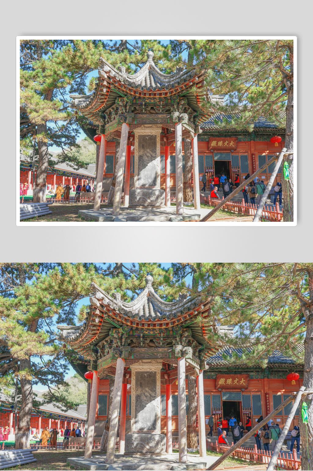 五台山寺庙建筑群亭子图片素材