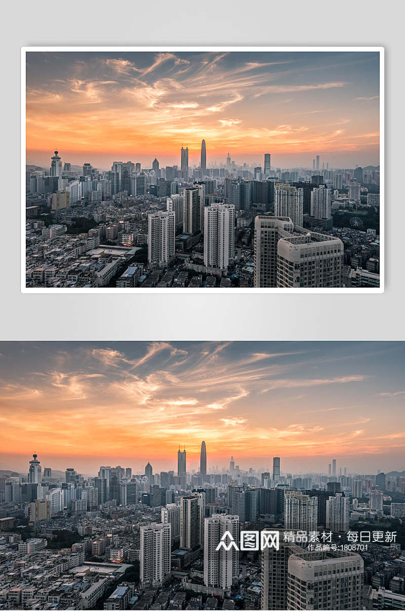深圳城市建筑风光晚霞图片素材