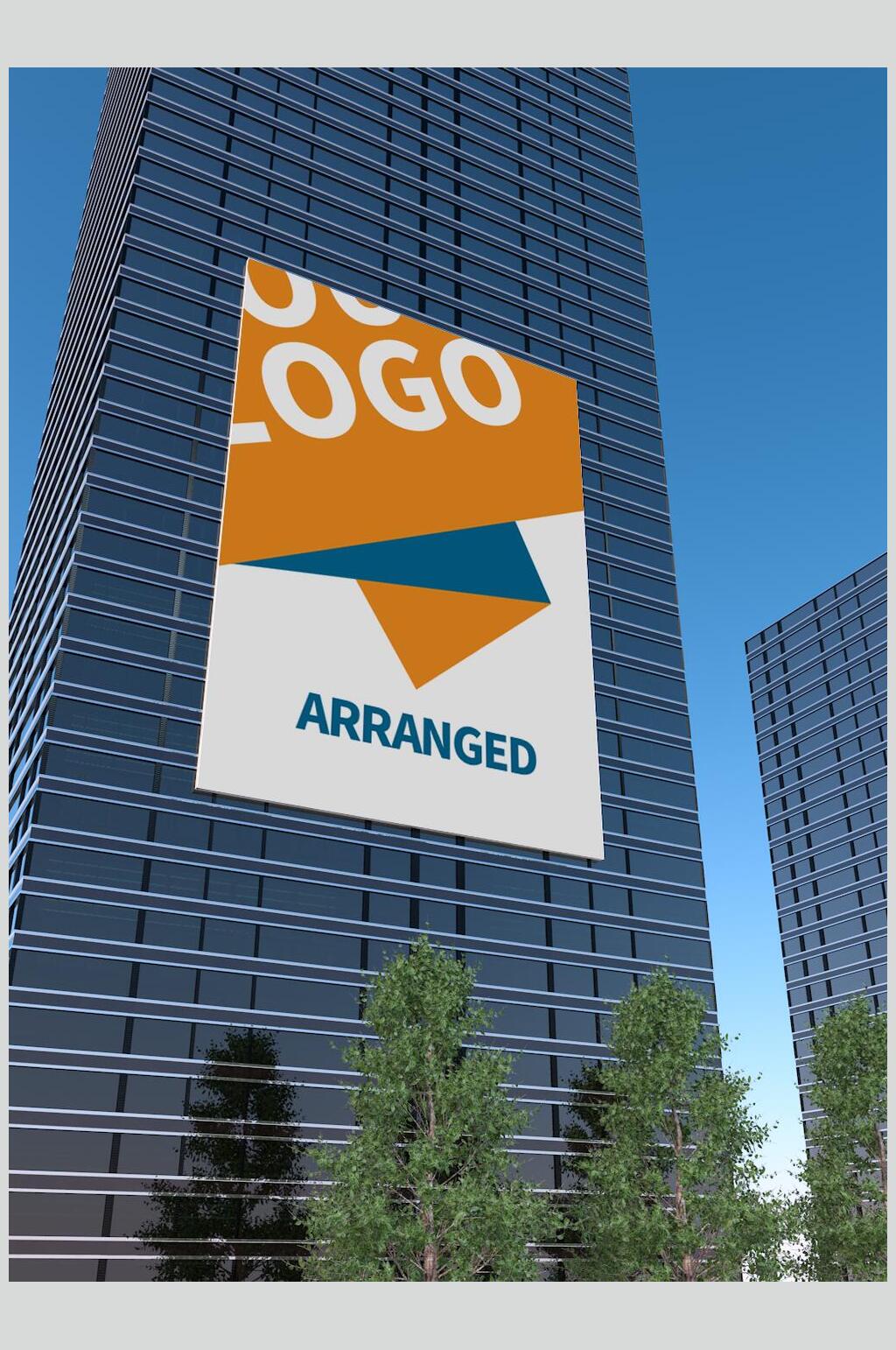 高楼墙面户外海报LOGO展示样机效果图素材