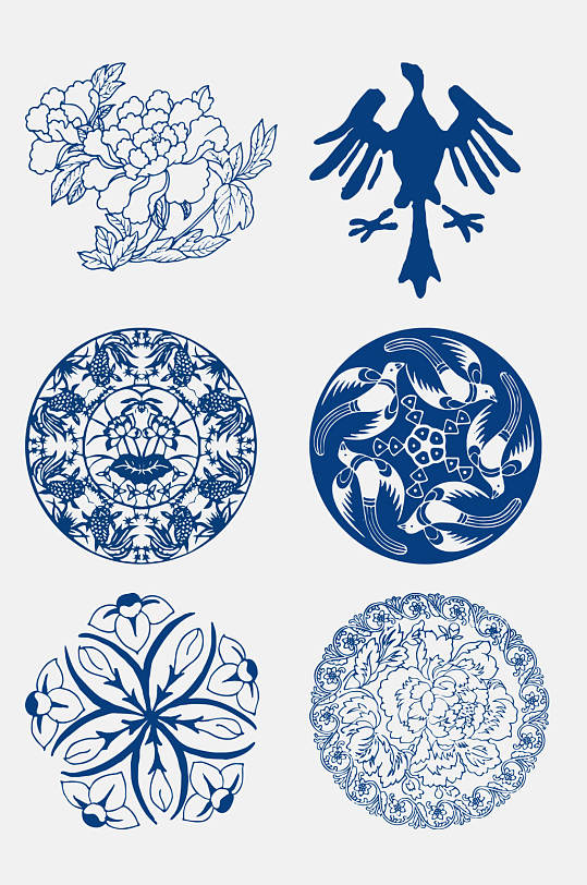 青花瓷底纹图案背景免抠元素素材