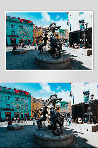 哈尔滨中央大街标志雕像高清图片
