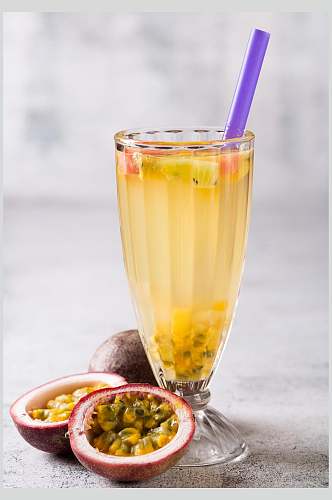 百香果果汁饮料美食图片