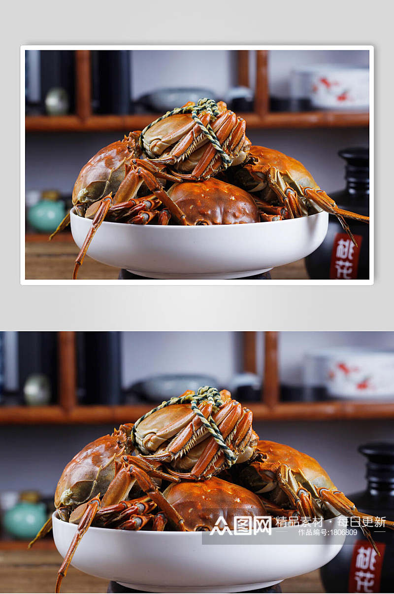 清蒸螃蟹大闸蟹特写美食图片素材