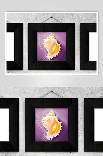 紫色海螺画框海报样机效果图