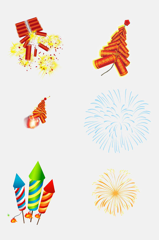 卡通烟花炮竹鞭炮免抠元素素材